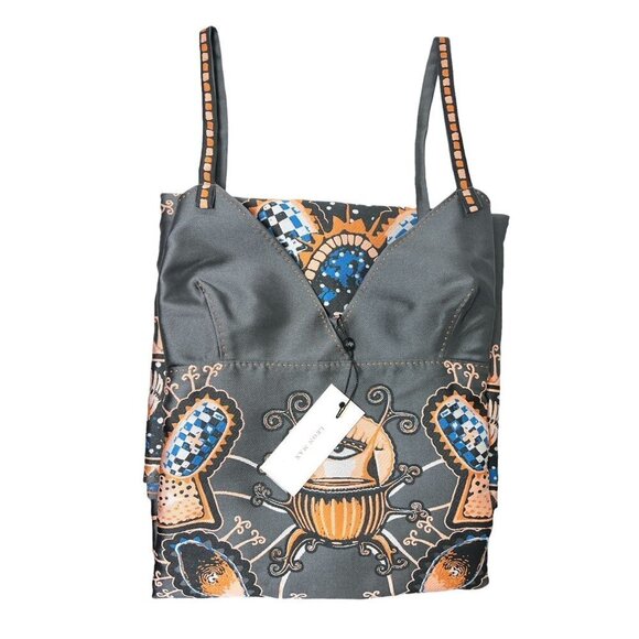 Leon Max Studio Womens Gray Sleeveless Satin Like Midi Cocktail Dress Sz 12 New - Picture 3 of 10